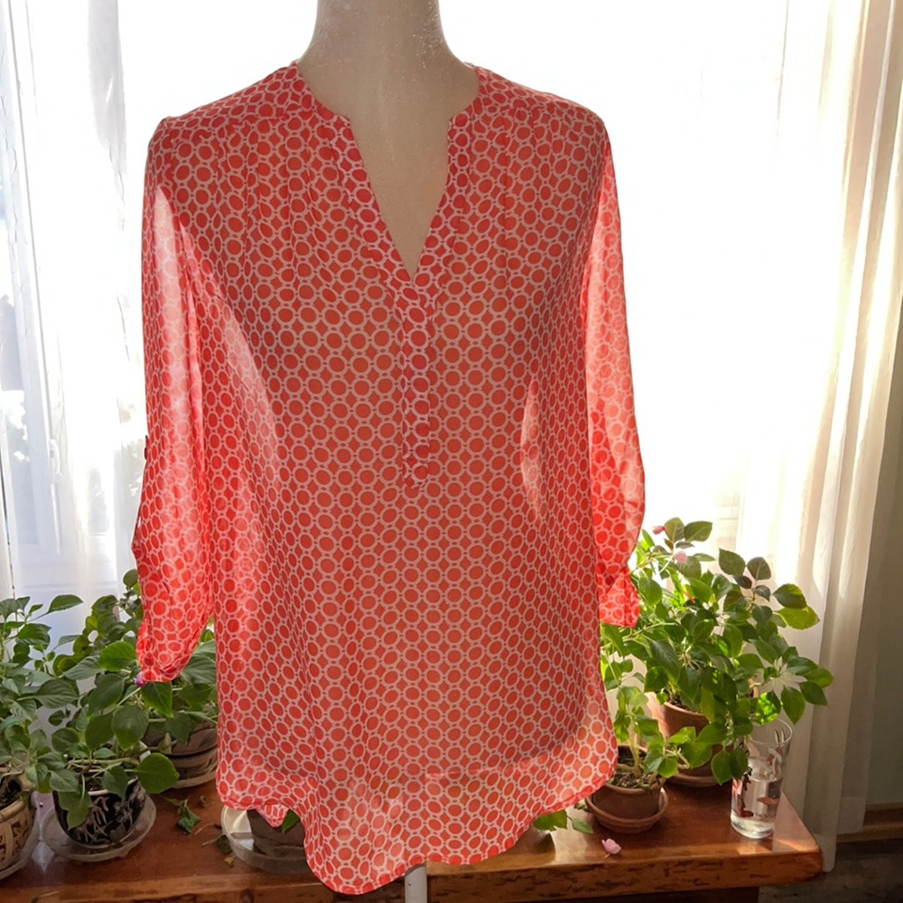 Bright Springy Tacera Semi-Sheer Blouse
